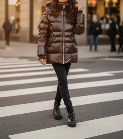 Pajar Lyra Quilted Puffer Jacket In Dark Oak In Multi