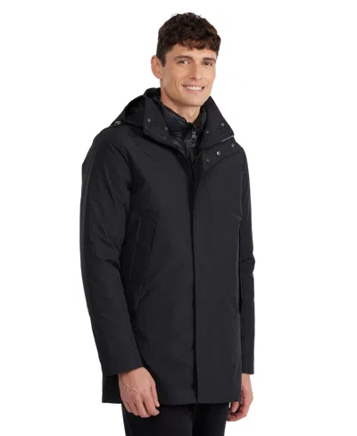 Pajar Men's Altair Mid Length Parka With Welded Detail And Detachable Hood In Black