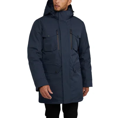 Pajar Men's Crispin Parka With Removable Hood And Fur Trim In Blue