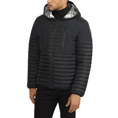 Pajar Men's Finn Lightweight Mixed Media Puffer With Fixed Hood In Black
