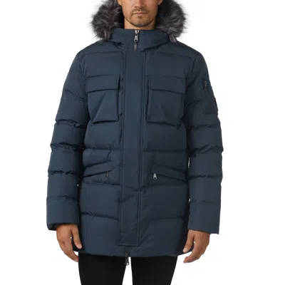 Pajar Men's Hamilton Channel Quilted Fixed Hood Parka In Blue