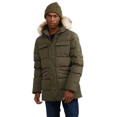 Pajar Men's Hamilton Channel Quilted Fixed Hood Parka In Green