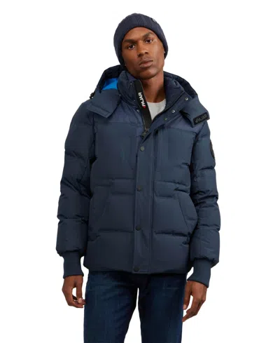 Pajar Men's Men S Comet Mixed Media Puffer With Detachable Hood In Navy