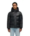 Pajar Nuray Mixed Media Color Block Puffer With Fixed Hood In Black