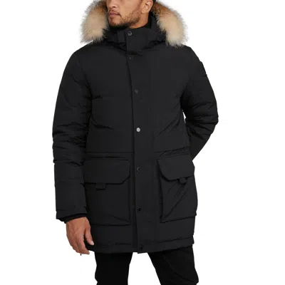 Pajar Men's Parsenn Parka With Removable Hood And Fur Trim In Black