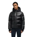 Pajar Nuray Mixed Media Color Block Puffer With Fixed Hood In Black