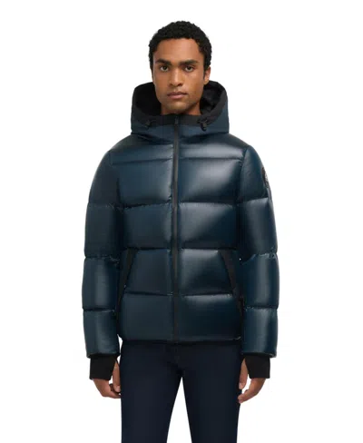 Pajar Rikuto Boxy Channel Quilted Puffer With Fixed Hood In Blue