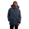 Pajar Soren Mid Length Parka With Fixed Hood And Detachable Faux Fur In Blue