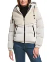 Pajar Nephele Mixed Media Short Puffer With Fixed Hood In Neutral