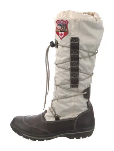 Pre-owned Pajar Nylon Colorblock Pattern Combat Boots In White