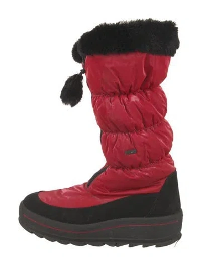 Pre-owned Pajar Nylon Colorblock Pattern Lace-up Boots In Red