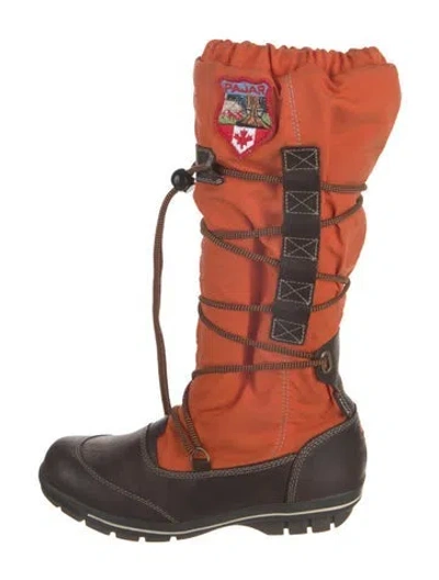 Pre-owned Pajar Nylon Embroidered Accent Boots In Orange