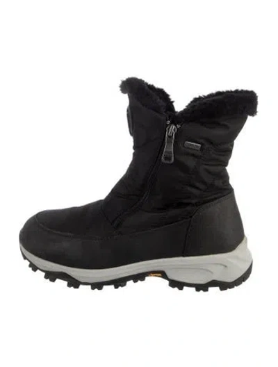 Pre-owned Pajar Nylon Faux Fur Trim Snow Boots In Black