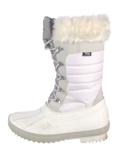 Pre-owned Pajar Nylon Faux Fur Trim Snow Boots In Neutrals/white