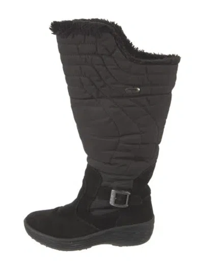Pre-owned Pajar Nylon Fur Trim Rain Boots In Black