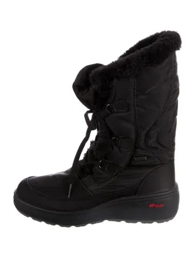 Pre-owned Pajar Nylon Fur Trim Snow Boots In Black