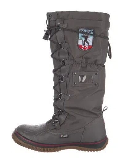 Pre-owned Pajar Nylon Graphic Print Combat Boots In Gray