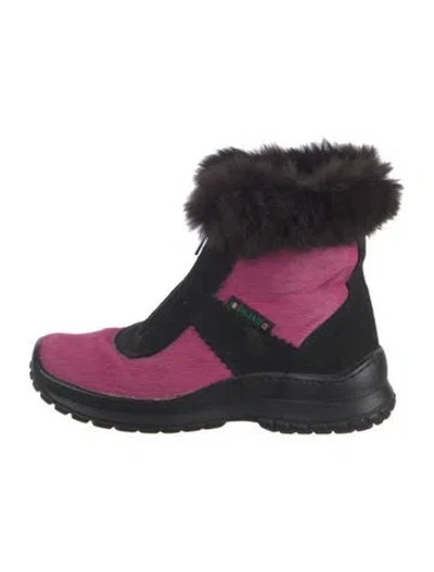 Pre-owned Pajar Ponyhair Colorblock Pattern Boots In Black/pink