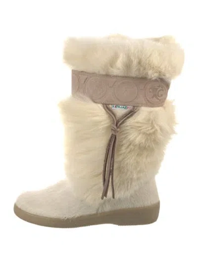 Pre-owned Pajar Ponyhair Colorblock Pattern Boots In Neutral