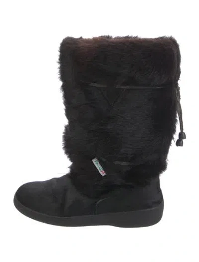 Pre-owned Pajar Ponyhair Snow Boots In Black