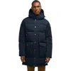 Pajar Prescott Long Length Parka With Detachable Faux Shearling Lined Hood In Blue