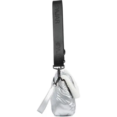 Pajar Quilted Faux Shearling Trim Convertible Shoulder Bag In Metallic