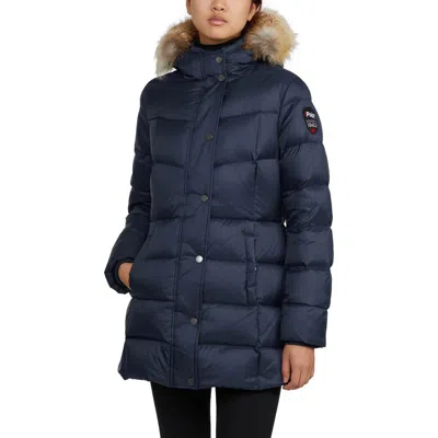 Pajar Roxy Quilted Puffer With Detachable Faux Fur Trim In Navy/crystal