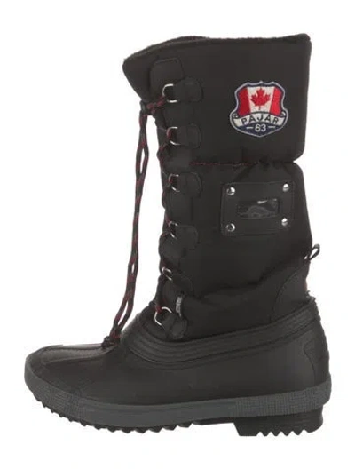 Pre-owned Pajar Rubber Fur Trim Rain Boots In Black