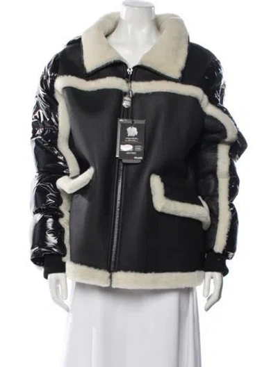Pre-owned Pajar Shearling Printed Faux Fur Jacket W/ Tags In Black