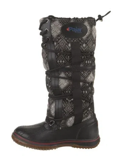 Pre-owned Pajar Striped Lace-up Boots In Black