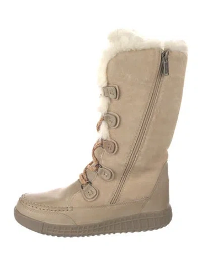 Pre-owned Pajar Suede Lace-up Boots In Neutral