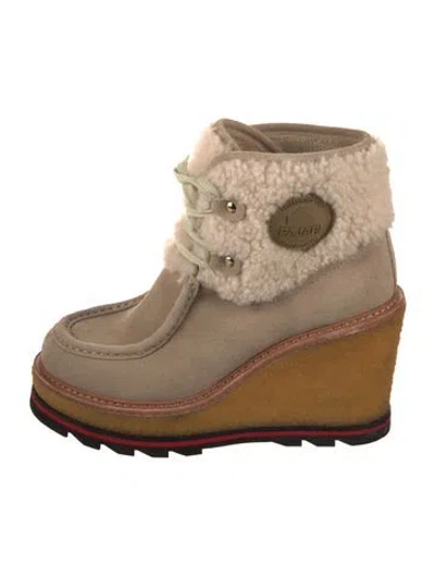 Pre-owned Pajar Suede Lace-up Boots In Neutral
