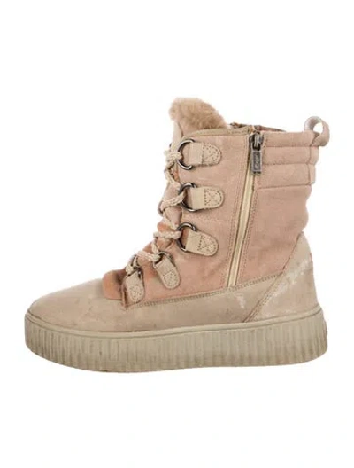 Pre-owned Pajar Suede Lace-up Boots In Neutral