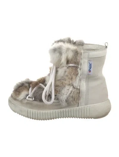 Pre-owned Pajar Suede Printed Boots In White