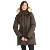 Pajar Women's Alia Mixed Media Quilted Parka With Detachable Hood And Faux Fur Trim In Brown