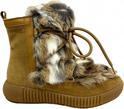 Pajar Women's Anet Zip Ankle Boots In Beige Suede/rabbit In Brown