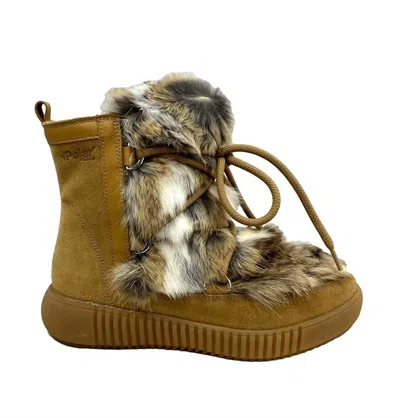 Pajar Women's Anet Zip Boot In Beige Suede/rabbit In Multi