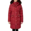 Pajar Women's Annie Parka With Fixed Hood And Detachable Fur Trim In Red