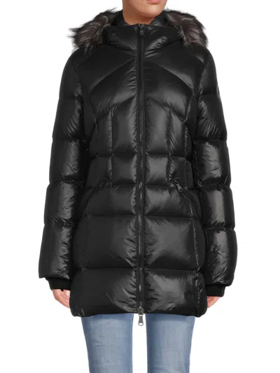 Pajar Women's Ares Faux Fur Trim Hooded Puffer Jacket In Black