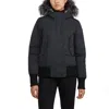 Pajar Women's Cordova Bomber Jacket With Faux Fur Lined Hood In Black