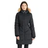 Pajar Countess Mixed Media Quilted Coat With Detachable Hood And Faux Fur Trim In Black
