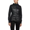 Pajar Cressy Mixed Media Channel Quilted Stretch Puffer In Black