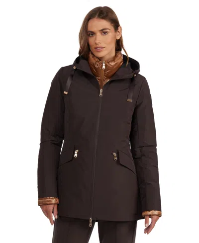 Pajar Women's Elara Jacket With Inner Removable Lightweight Puffer In Dark Oak