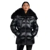 Pajar Electra Ladies Mid Puffer Coat With Detachable Sherpa Lined Split Hood In Black