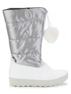 Pajar Women's Fay Quilted Faux Fur Pom Pom Snow Boots In Metallic