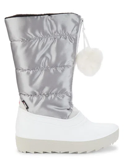 Pajar Women's Fay Quilted Faux Fur Pom Pom Snow Boots In Metallic