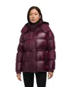 Pajar Women's Halo Puffer With Removable Hood And Faux Sherpa Bib In Brown