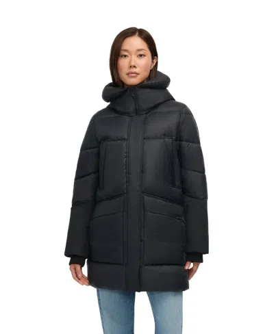 PAJAR WOMEN'S HEIRANI MID-LENGTH QUILTED PARKA PUFFER WITH OVERSIZED HOOD