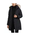 Pajar Women's January Down Chevron Puffer With Detachable Hood Faux Fur In Black