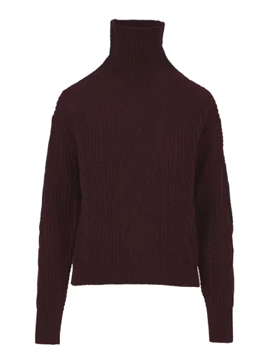 Pajar Women's Kimberley High Neck Torsade Sweater In Burgundy